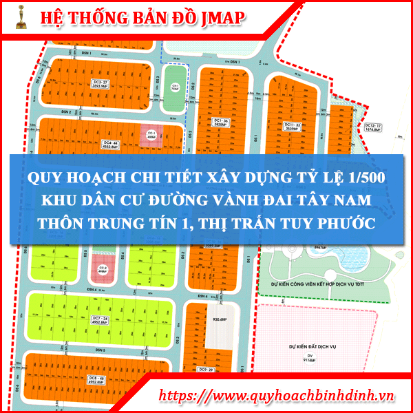 Quy hoạch tỷ lệ 1/500 Khu dân cư Đường Vành Đai Tây Nam Thôn Trung Tín 1, Thị trấn Tuy Phước